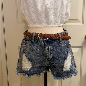 💙F21 High Waisted Distressed Shorts